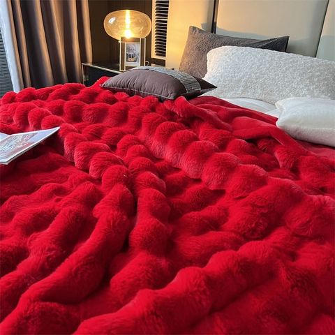 FOX MODER LUXURY FURBLANKET - RED