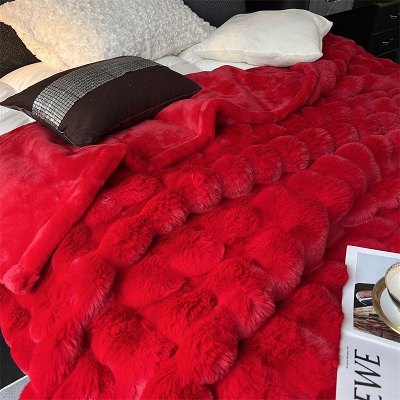 FOX MODER LUXURY FURBLANKET - RED