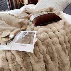 FOX MODER LUXURY FURBLANKET - MILKY BEIGE