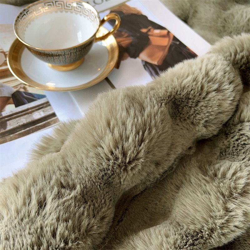 FOX MODER LUXURY FURBLANKET - LIGHTBROWN