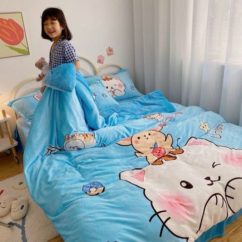 Set 4 Món Nỉ Nhung 200gr hình in 3D Cat & Mouse Happy