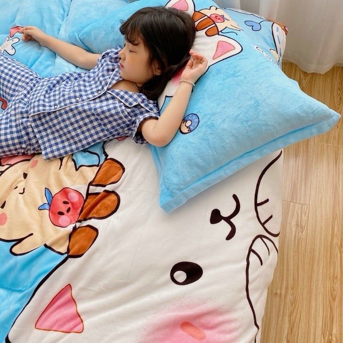 Set 4 Món Nỉ Nhung 200gr hình in 3D Cat & Mouse Happy