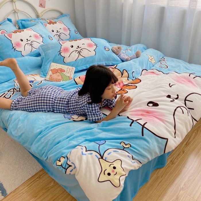 Set 4 Món Nỉ Nhung 200gr hình in 3D Cat & Mouse Happy