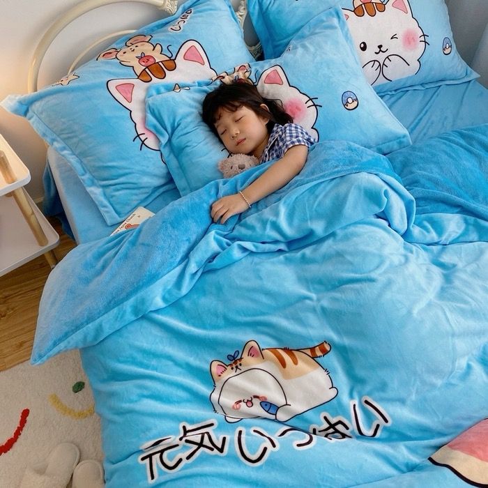 Set 4 Món Nỉ Nhung 200gr hình in 3D Cat & Mouse Happy