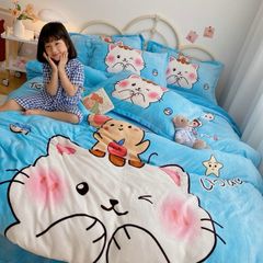 Set 4 Món Nỉ Nhung 200gr hình in 3D Cat & Mouse Happy