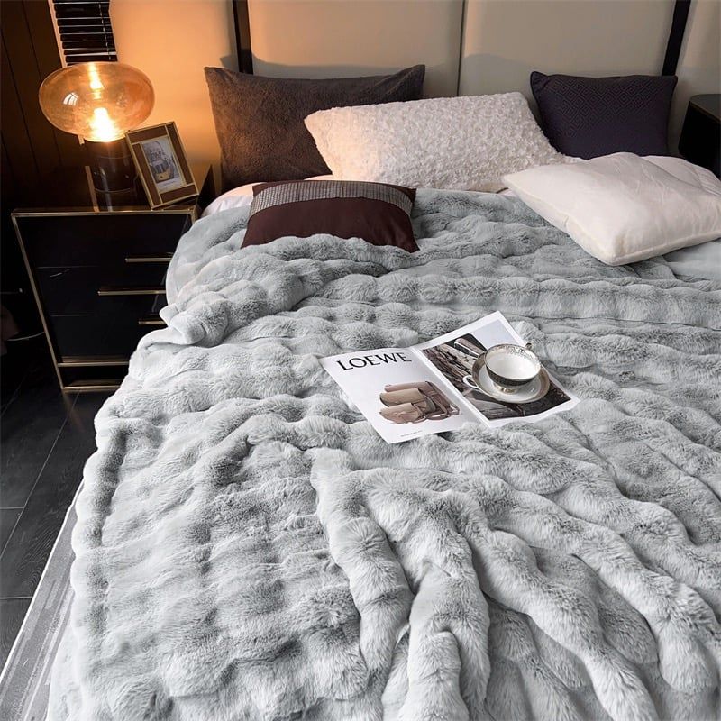 FOX MODER LUXURY FURBLANKET - LIGHTGRAY