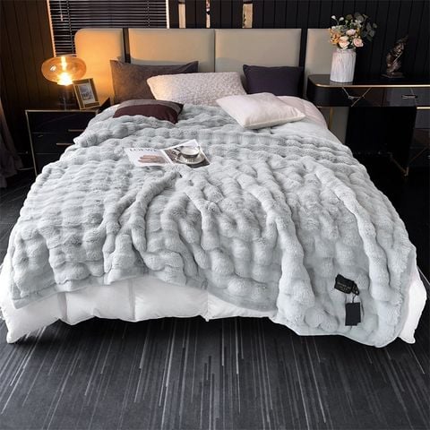 FOX MODER LUXURY FURBLANKET - LIGHTGRAY
