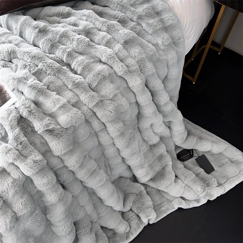 FOX MODER LUXURY FURBLANKET - LIGHTGRAY