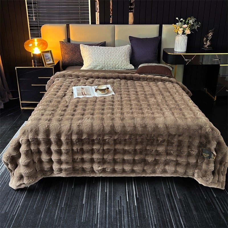 FOX MODER LUXURY FURBLANKET - BROWN