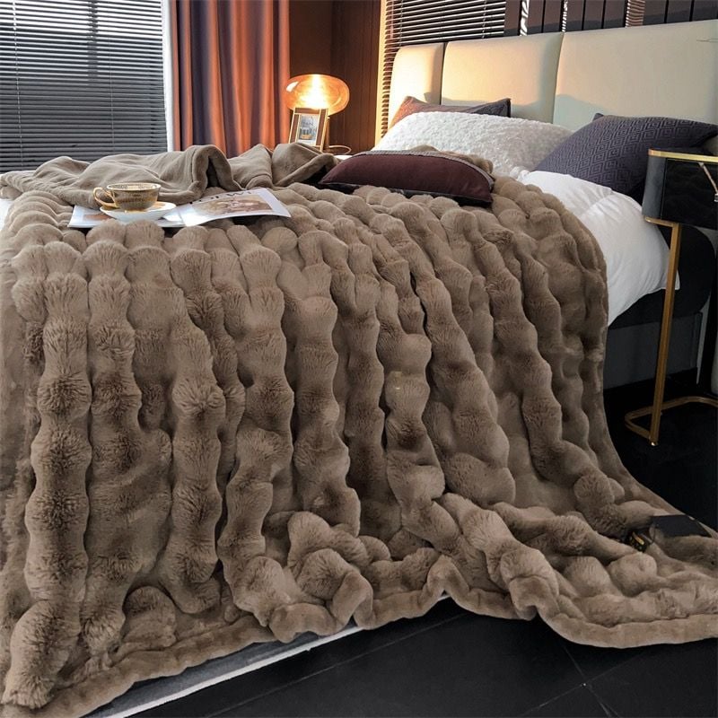 FOX MODER LUXURY FURBLANKET - BROWN