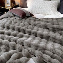 FOX MODER LUXURY FURBLANKET - COOLGRAY