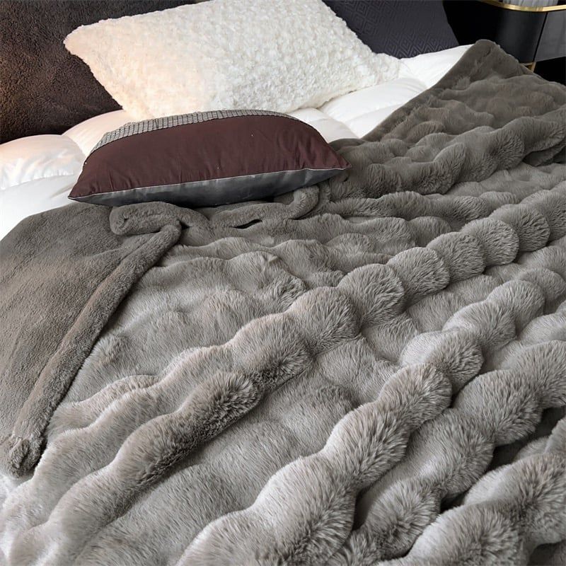 FOX MODER LUXURY FURBLANKET - COOLGRAY