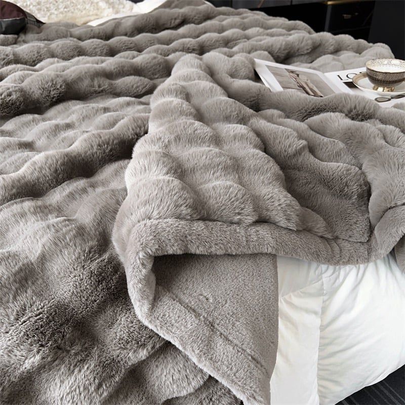 FOX MODER LUXURY FURBLANKET - COOLGRAY