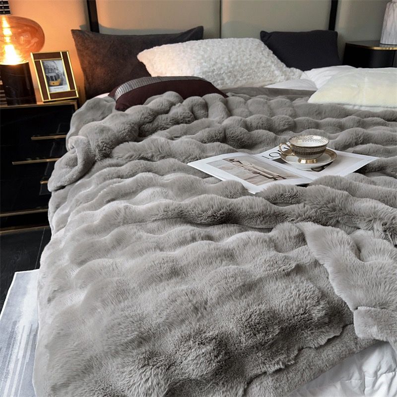 FOX MODER LUXURY FURBLANKET - COOLGRAY