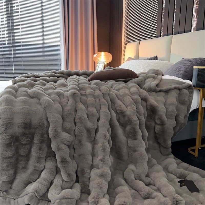 FOX MODER LUXURY FURBLANKET - COOLGRAY