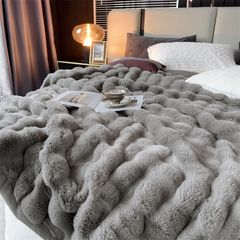 FOX MODER LUXURY FURBLANKET - COOLGRAY