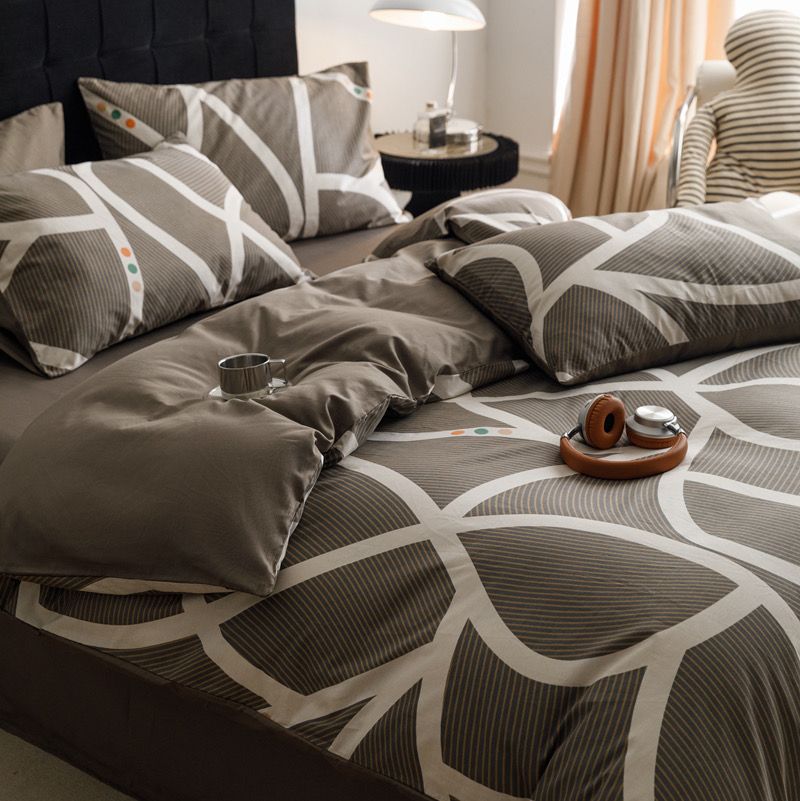 4Pcs Cotton 40s 130*70 gram/inch | Cotton Digital Printing Cover BedSet | ID COTTON4PCS025COLOR002