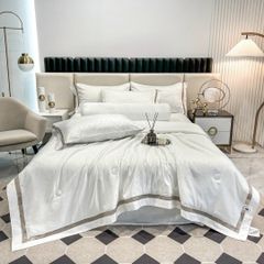 5Pcs Duvet Cover Set 60s Jacquard Silk Satin Fabric