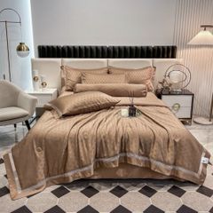 5Pcs Duvet Cover Set 60s Jacquard Silk Satin Fabric