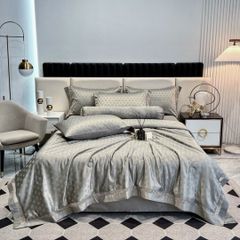 5Pcs Duvet Cover Set 60s Jacquard Silk Satin Fabric