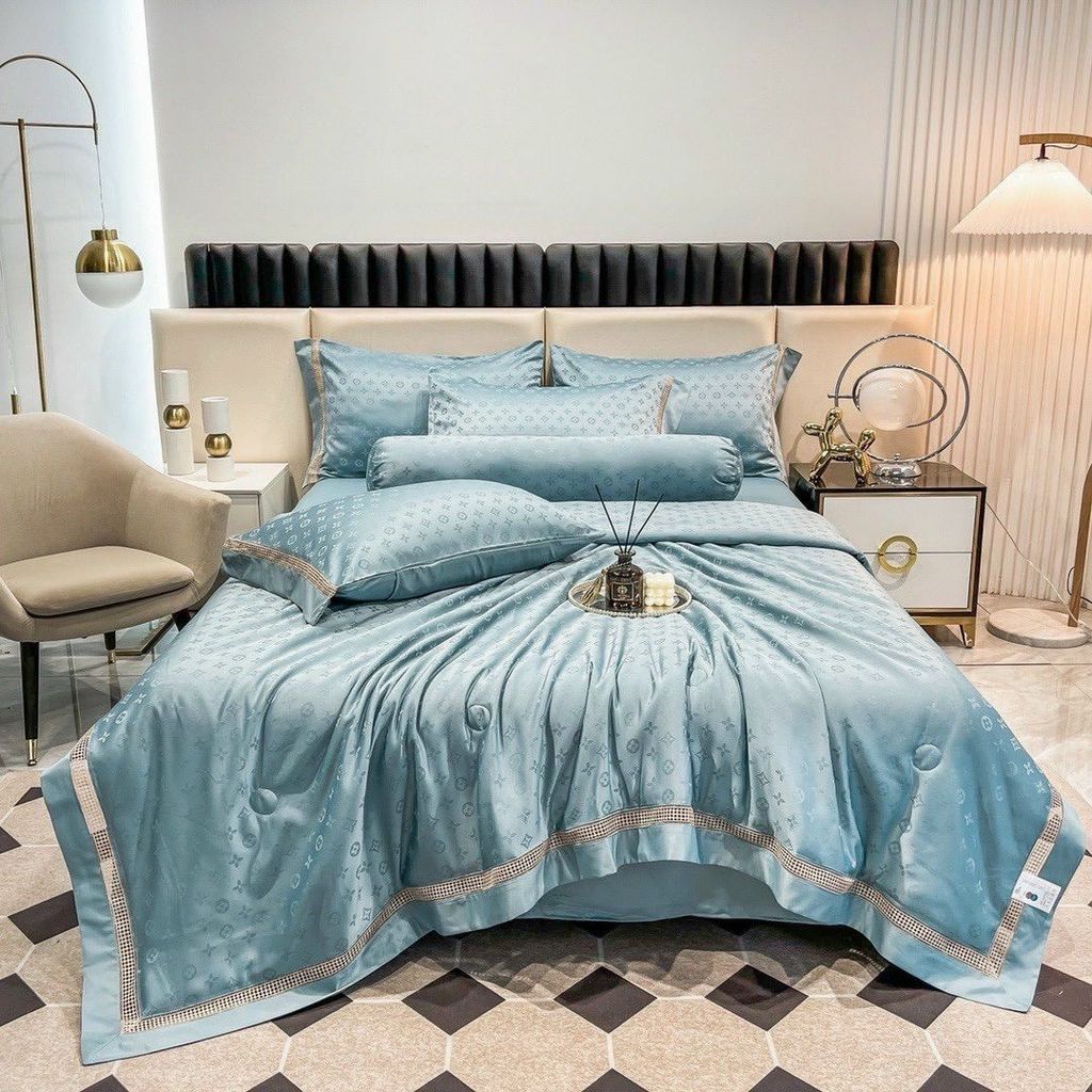 5Pcs Duvet Cover Set 60s Jacquard Silk Satin Fabric