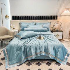 5Pcs Duvet Cover Set 60s Jacquard Silk Satin Fabric