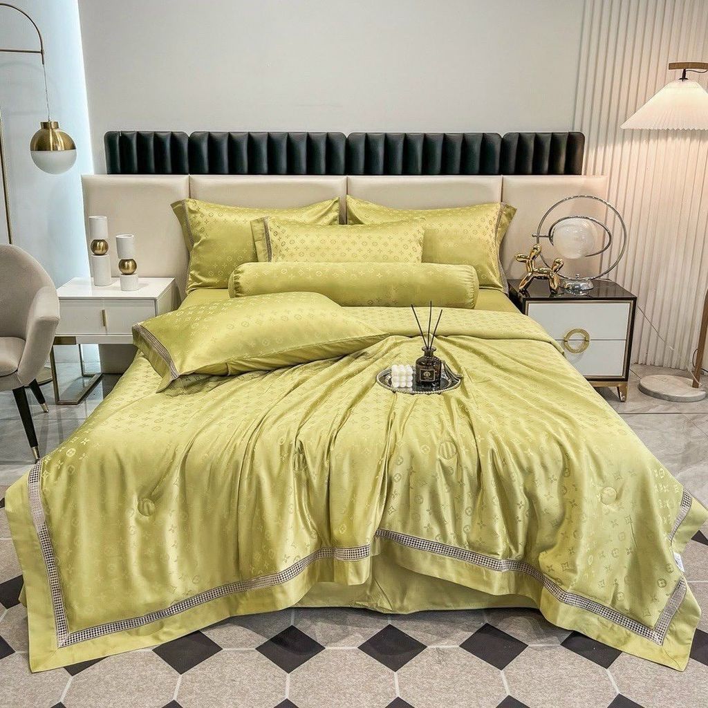 5Pcs Duvet Cover Set 60s Jacquard Silk Satin Fabric