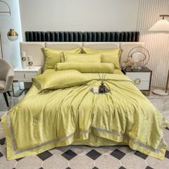 5Pcs Duvet Cover Set 60s Jacquard Silk Satin Fabric