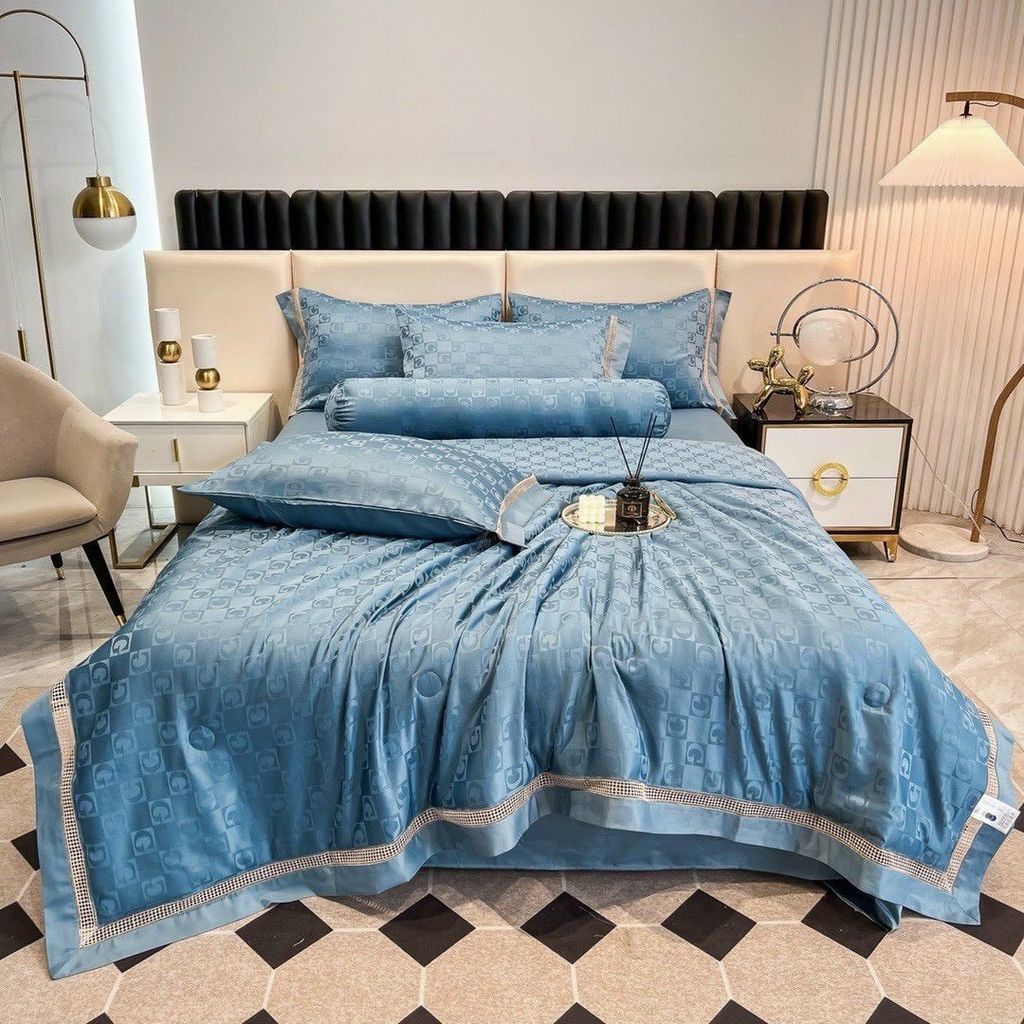 5Pcs Duvet Cover Set 60s Jacquard Silk Satin Fabric