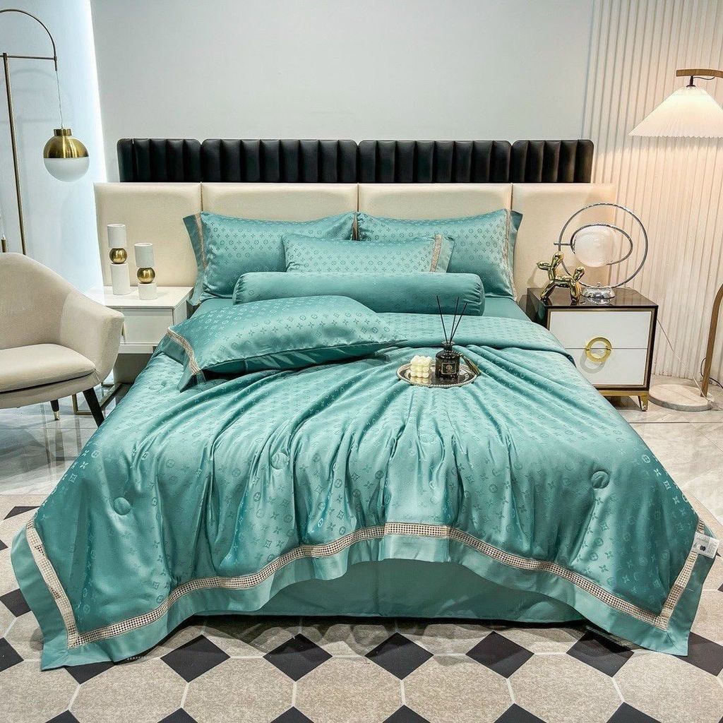 5Pcs Duvet Cover Set 60s Jacquard Silk Satin Fabric