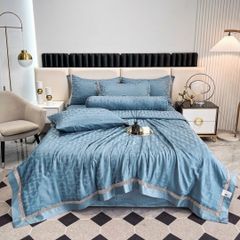 5Pcs Duvet Cover Set 60s Jacquard Silk Satin Fabric