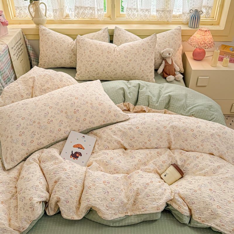 4Pcs PreCloud Linen | Set Đũi Xu Kem Style trẻ trung hiện đại | ID 4PCSPRECLOUD27