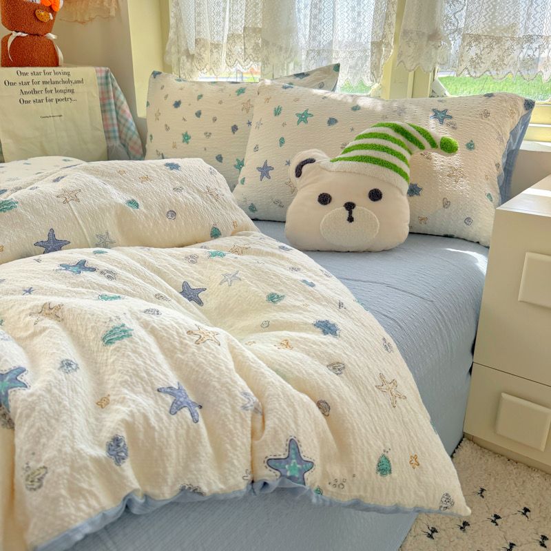 4Pcs PreCloud Linen | Set Đũi Xu Kem Style trẻ trung hiện đại | ID 4PCSPRECLOUD30