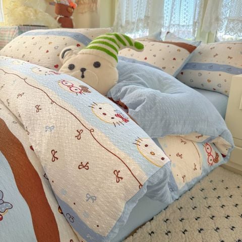 4Pcs PreCloud Linen | Set Đũi Xu Kem Style trẻ trung hiện đại | ID 4PCSPRECLOUD36