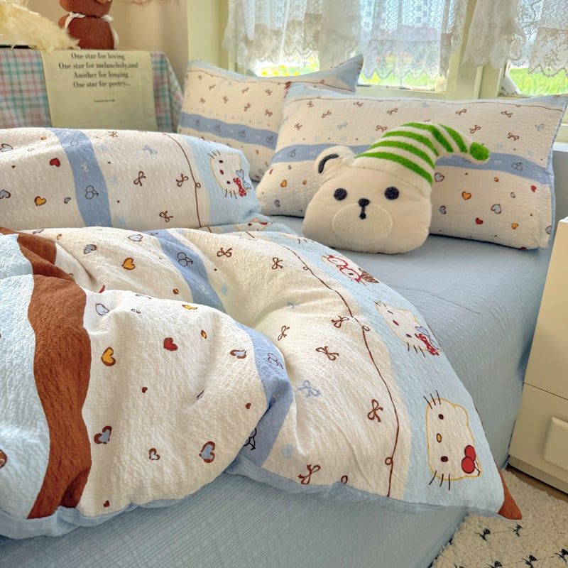 4Pcs PreCloud Linen | Set Đũi Xu Kem Style trẻ trung hiện đại | ID 4PCSPRECLOUD36