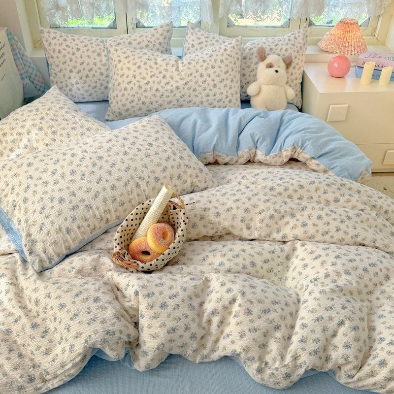 4Pcs PreCloud Linen | Set Đũi Xu Kem Style trẻ trung hiện đại | ID 4PCSPRECLOUD38