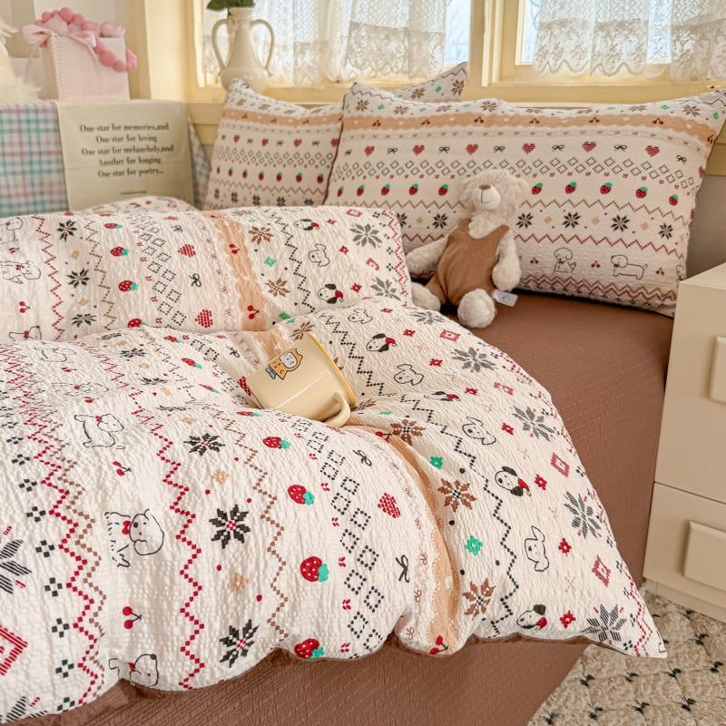 4Pcs PreCloud Linen | Set Đũi Xu Kem Style trẻ trung hiện đại | ID 4PCSPRECLOUD39