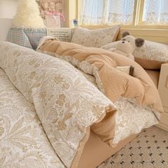 4Pcs PreCloud Linen | Set Đũi Xu Kem Style trẻ trung hiện đại | ID 4PCSPRECLOUD40