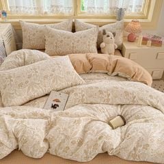4Pcs PreCloud Linen | Set Đũi Xu Kem Style trẻ trung hiện đại | ID 4PCSPRECLOUD40