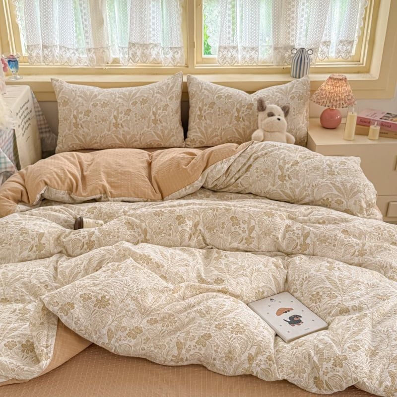 4Pcs PreCloud Linen | Set Đũi Xu Kem Style trẻ trung hiện đại | ID 4PCSPRECLOUD40