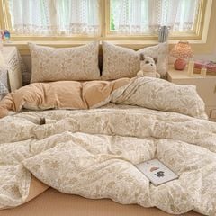4Pcs PreCloud Linen | Set Đũi Xu Kem Style trẻ trung hiện đại | ID 4PCSPRECLOUD40