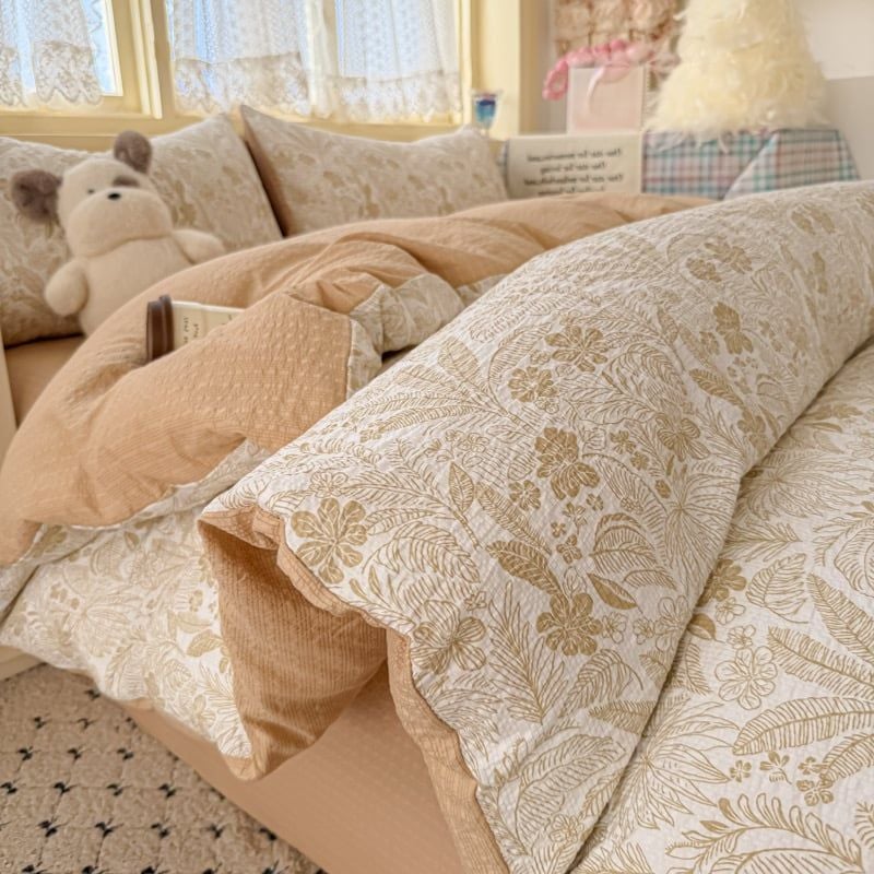 4Pcs PreCloud Linen | Set Đũi Xu Kem Style trẻ trung hiện đại | ID 4PCSPRECLOUD40