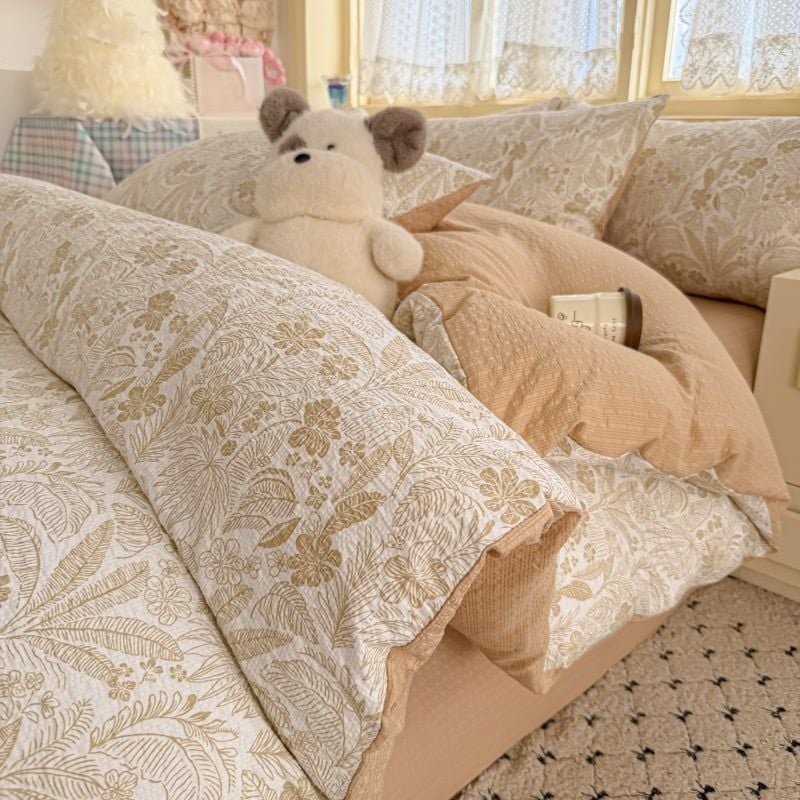 4Pcs PreCloud Linen | Set Đũi Xu Kem Style trẻ trung hiện đại | ID 4PCSPRECLOUD40