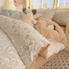 4Pcs PreCloud Linen | Set Đũi Xu Kem Style trẻ trung hiện đại | ID 4PCSPRECLOUD40
