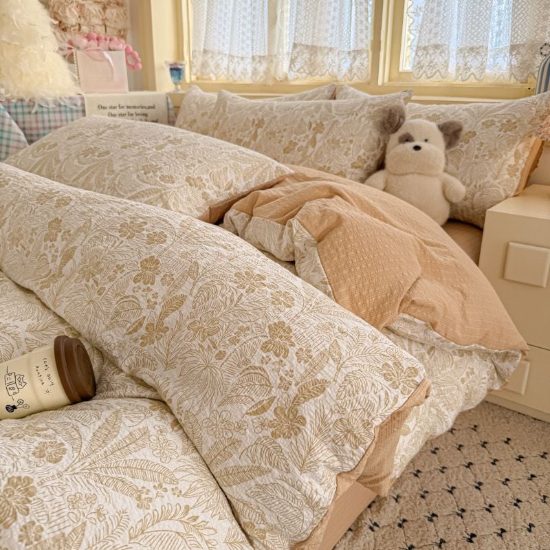 4Pcs PreCloud Linen | Set Đũi Xu Kem Style trẻ trung hiện đại | ID 4PCSPRECLOUD40