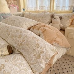 4Pcs PreCloud Linen | Set Đũi Xu Kem Style trẻ trung hiện đại | ID 4PCSPRECLOUD40