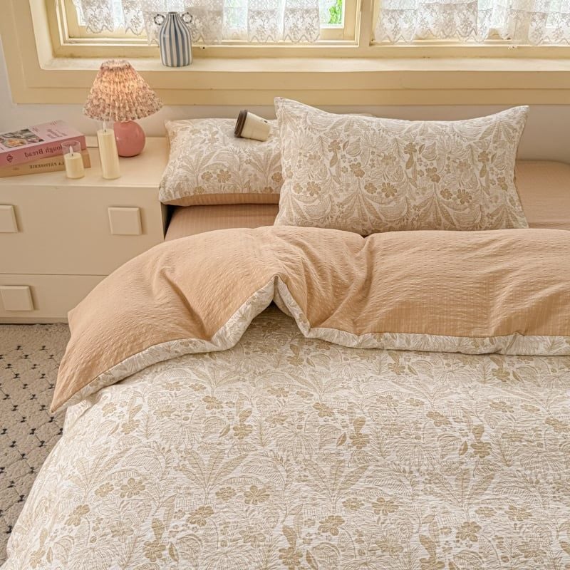 4Pcs PreCloud Linen | Set Đũi Xu Kem Style trẻ trung hiện đại | ID 4PCSPRECLOUD40