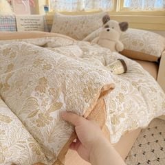4Pcs PreCloud Linen | Set Đũi Xu Kem Style trẻ trung hiện đại | ID 4PCSPRECLOUD40