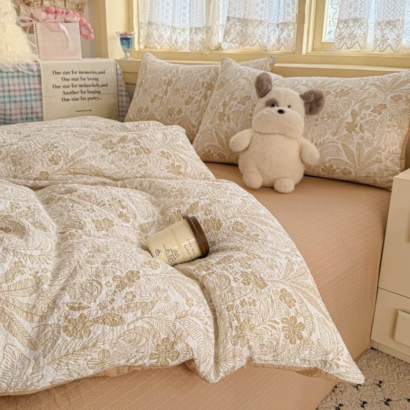 4Pcs PreCloud Linen | Set Đũi Xu Kem Style trẻ trung hiện đại | ID 4PCSPRECLOUD40