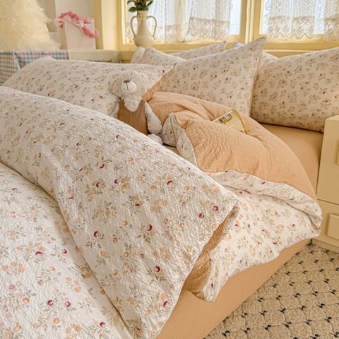 4Pcs PreCloud Linen | Set Đũi Xu Kem Style trẻ trung hiện đại | ID 4PCSPRECLOUD43